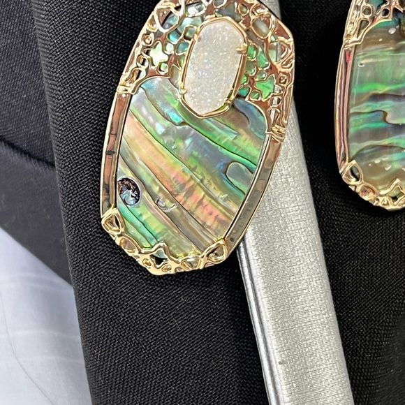 NWOT Rare & Retired Kendra Scott Deva Earrings Abalone Iridescent Drusy Yellow G - Picture 16 of 17